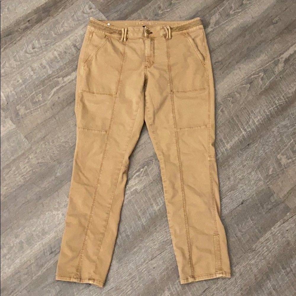 WHBM Straight Crop Pants Tan Skinny Fit